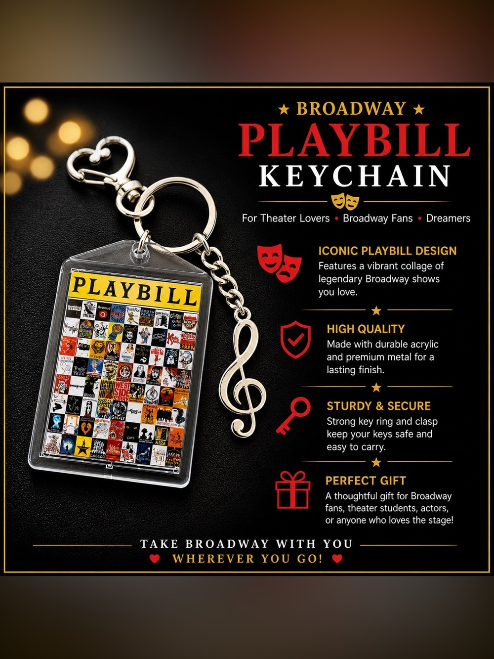 🎁 NWOT. Giveaway Posh Show Playbill  Double Sided Keychain with Any Purchase! 🎁